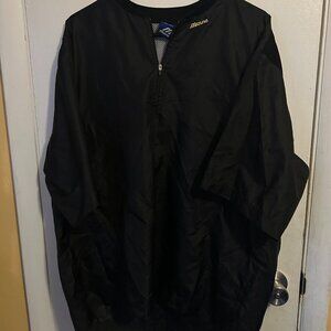 Mens L Mizuno 1/4 Zip Windbreaker Pullover Black Short Sleeve